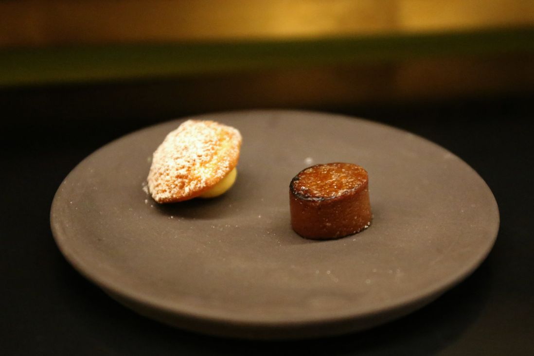 The Mignardise: something gingery, and a chocolate brulee<br>